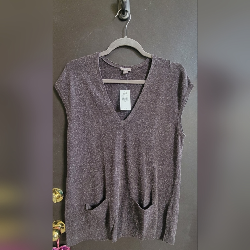 J. Jill Women's V-Neck Blouse in Charcoal, Size M